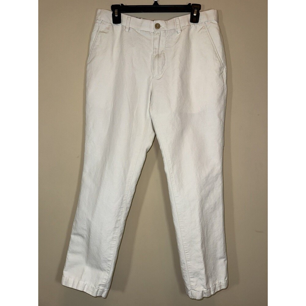 Banana Republic Kentfield Pant Mens 33X30 Beige Linen Cotton Blend Straight Leg
